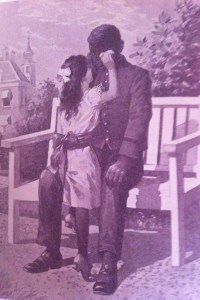 Anoniem, afbeelding in: P. Louwerse, Zwarte Sam, of een neger is ook een mensch, Zuthphen (Schillemans en Van Belkum) [1895] uit: Zwart - Sambo, Tien kleine negertjes, PijpjeDrop, Pompernikkel en anderen (Jeroen Kappelle en Dirk J. Tang, 2008)